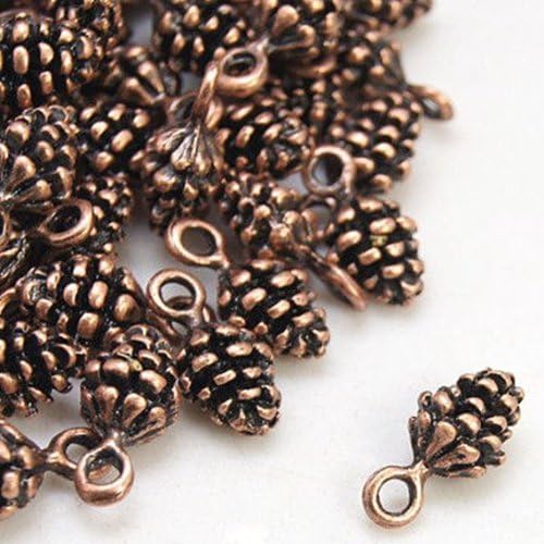 Tiny Pinecone Charms - Antique Copper - Set of 25