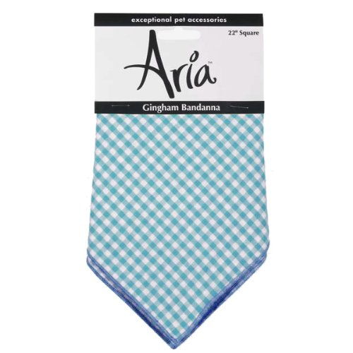 Aria 22-Inch Cotton Gingham Dog Bandanas, Bluebird