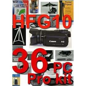 Canon VIXIA HFG10 Camcorder 36 PIECE PRO KIT + 5 Years Warranty , 2 Lenses +++