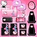 Hello Kitty Sanrio Hearts Design 14pc Combo Set Front & Rear Floor Mats Seat Covers Steering Wheel Cover Cd Visor Organizer License Plate Frame & Keychain Windshield and Side Window Sunshades and a Bonus Air Vent Pocket Pouch