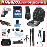 32GB Monster DSLR Accessory Kit For All Nikon, Canon, Sony, Olympus, Pentax DSLR's Includes 32GB High Speed SD Memory Card + Deluxes Case, 57" Tripod, 67" Monopod, LensPen, Backpack Case, Wrist Grip, Shoulder Strap, Mini HDMI Cable, Air Blower + Much More