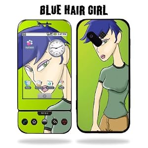 HTC G1 Google Phone Protective Vinyl Skin T-Mobile - Blue Hair Girl