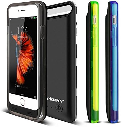 Keluoer Iphone 6s Battery Case Iphone 6 Battery Case 3100mah Ultra-slim Pack Power Bank Backup Charger Case for Iphone 6s /6 4.7 Inch with 3 Extra Bumper (Black with White Green Blue Bumper)