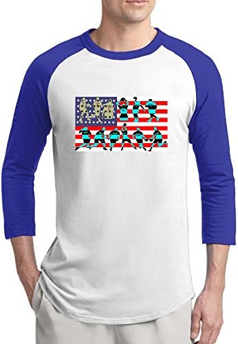RoyalBlue USA Flag MENS Dream 12 Basketball Three-quarters Sleeves Raglan Shirts For Man Size M