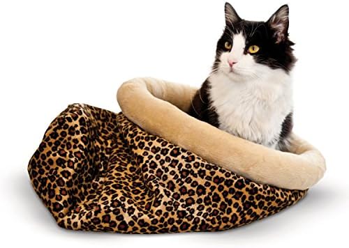Warm Cat and Kitten Sleeping Pouch - K&amp;H Pet Products Self Warming Kitty Sack with Leopard Print