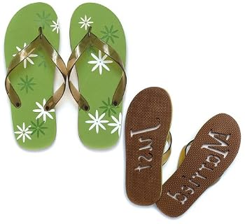 Graphic Daisy "Just Married" Flip Flop Sandals