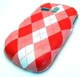 Samsung R355c Red Pink Plaid Diamond HARD RUBBERIZED FEEL RUBBER COATED Design Hard Case Cover Skin Protector NET 10 Straight Talk