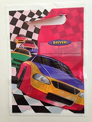Race Car Racing Theme Birthday Party Favor Goodie Loot Supplies Bags with Handle, 8 Count, 6.5x9
