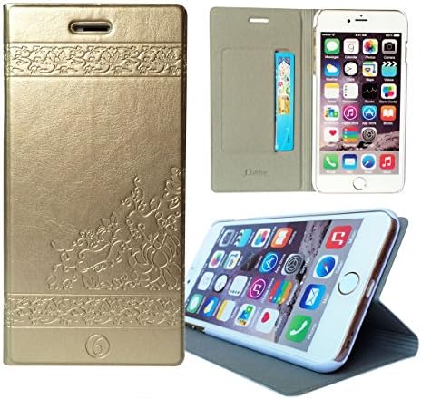 DodoBay® iPhone 6S 4.7" Case Premium Luxury Retro Decorative Pattern Flip Folio PU Leather Cover Wallet Stand with Credit Card Slot for Apple iPhone 6S 4.7" (2015) - Gold