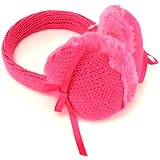 Kids 3-9 Winter Plush Fuzzy Ski Earmuff Ribbon Pink