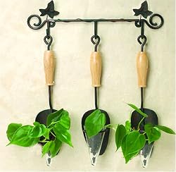 Metal Shovel Wall Vase/Planters with Wrought Iron Hook