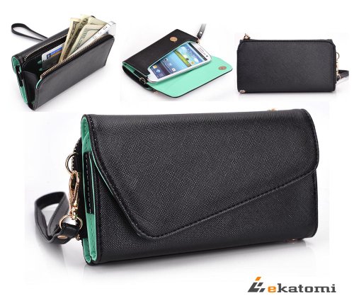 [UrBan] MINT GREEN & BLACK | Universal Women's Wallet Wrist-let / Shoulder Bag for Gigabyte GSmart GS202 Phone Case