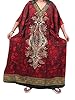 Womans Kaftan Caftan Trident Printed Red Lounger Wear Dress Kimono Sleeve Caftans