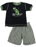 Mis Tee V-Us - Toddler Boys Short Sleeve Dinosaur Short Set, Black, Green