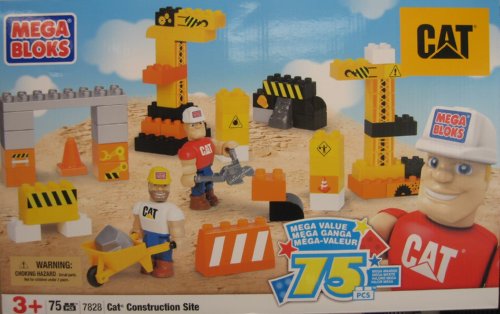 Cat Construction Site Mega Bloks Building Blocks 75 piece Playset 7828