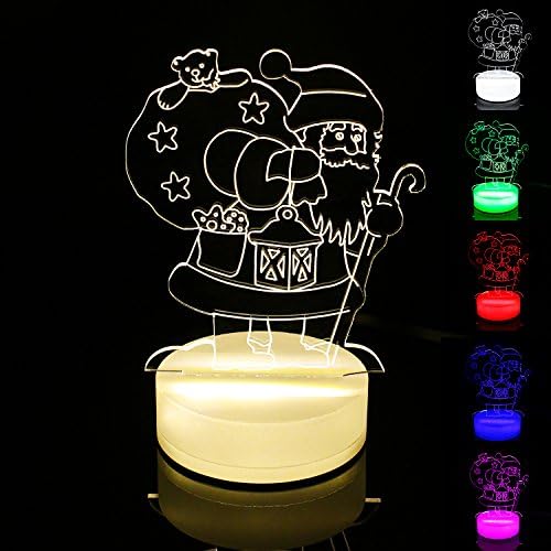 Perfect Lighting 3D Illusion Light LED Table Lamp Children Night Light USB Powered Light Christmas Home Decor Lighting (Santa Claus, Multi-Color)