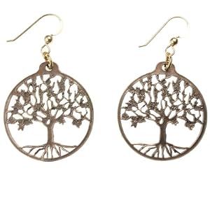 Small Tree of Life Peace Bronze Earrings