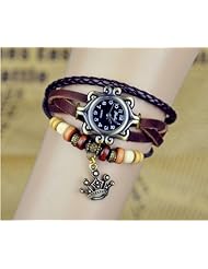 KANO BAK(TM) Fashion Weave Wrap Around Leather Retro Bracelet Woman Girl Man Royal King Crown Wrist Gift Watch Bown