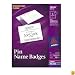 Avery 74540 Rigid, pin-style 3 x 4 laser/inkjet badges, 100 white inserts/100 holders