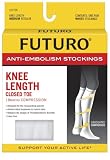 Futuro. Anti-Embolism Stockings, Medium Regular, White, Knee Length, Closed Toe, 1 Pair