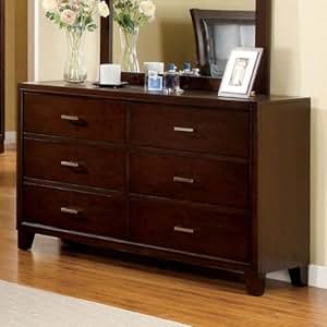 Amazon.com: Enrico Solid Wood Brown Cherry Finish Bedroom ...