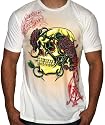 CHRISTIAN AUDIGIER Ed Hardy Mens Tattoo Skull Roses Logo T-Shirt Tee Winter White