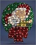 30 Holographic Snoopy & Charlie Brown in Wreath Lighted Christmas Yard Art
