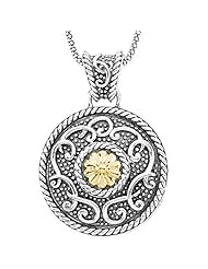Sterling Silver and 14K Yellow Gold Round Necklace -- LIFETIME WARRANTY