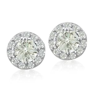 14K White Gold Diamond Stud Earrings With Pave Diamonds (1/2ct tw)