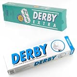 100 Derby Extra Stainless Steel Double Edge Razor Blades with FREE Derby Shaving Cream (Normal Scent). Great Gift Set For Men.
