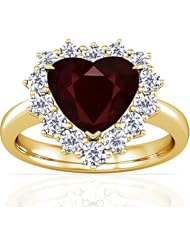 14K Yellow Gold Heart Cut Ruby Ring With Sidestones (GIA Certificate)