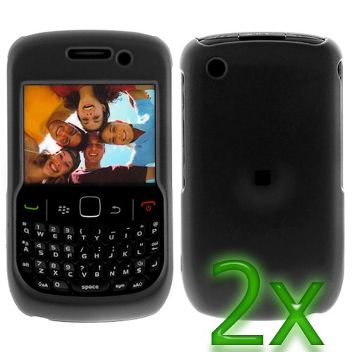GTMax 2x Black Hard Snap On Rubberized Case for BlackBerry Curve 8520,8530/Curve 3G 9300,9330