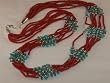 Seven Strand Coral Bead Silver Necklace - NK-0008