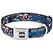 Buckle-Down Seatbelt Buckle Dog Collar - CAPTAIN AMERICA w/Avengers Logo Cityscape - 1