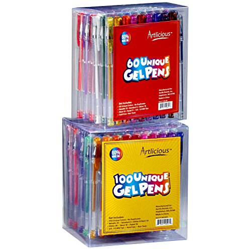 Artlicious-ULTIMATE-100-Unique-Gel-Pens-Set-No-Duplicates-60-More-Ink-Than-Other-Brands-Non-Toxic-Acid-Free-Ideal-for-Coloring-Books