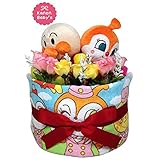 出産祝いに大人気！おむつケーキ アンパンマン・ドキンチャン ウォッシュタオル/誕生日プレゼントギフト ダイパーケーキ (パンパースS20 （出産祝い用に）)