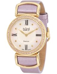 Burgi Womens BUR065PU Swiss Quartz Diamond Strap Watch