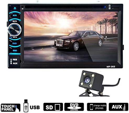 Pacoco 6.2" Double 2 DIN In Dash Touch Screen Car Stereo CD DVD Player Support Bluetooth USB/SD/AM/FM Radio TV Steering Wheel Control with Rear View Camera