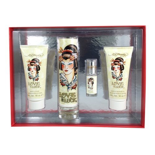 Ed Hardy Love & Luck By Christian Audigier For Women - 4Pc Gift Set