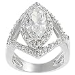 Silvertone Marquise and Round-cut Cubic Zirconia Ring