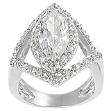Tressa Silvertone Marquise and Round-cut Cubic Zirconia Ring