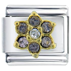 October Pink Tourmaline Birthstone Flower Italian Charms Bracelet Link by Pugster