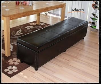 XXL SITZBANK --- SCHWARZ - LEDER --- SITZTRUHE BANK AUFBEWAHRUNGSTRUHE