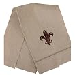 Oatmeal Fingertip or Guest Towel with Brown Fleur de Lis Embroidery 14 by 22 inches