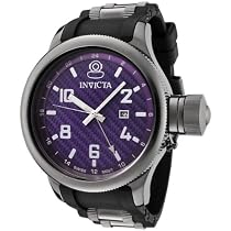 Invicta Men's 0058 Russian Diver Collection Purple Dial Black Polyurethane Watch