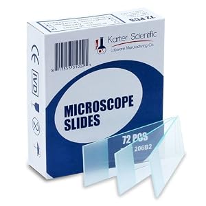 Karter Scientific 206B2 Microscope Slides, Ground Edges, Frosted End, 90 Corners, 3x1 (Pack of 72)