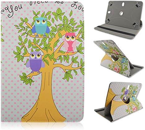 Owls on Polka Dot Design - Universal 7" inch Tablet Case Cover Adjustable Stand Fits - Kindle Fire / Fire HD , Kindle Fire HDX, iRulu,