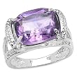 3.90 Carat Genuine Amethyst & White Topaz .925 Silver Ring