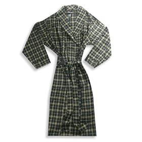 Claiborne - Mens Flannel Plaid Robe, Brown, Black