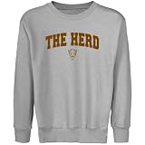 NCAA Marshall Thundering Herd Youth Steel Logo Arch Crew Neck Fleece Sweatshirt